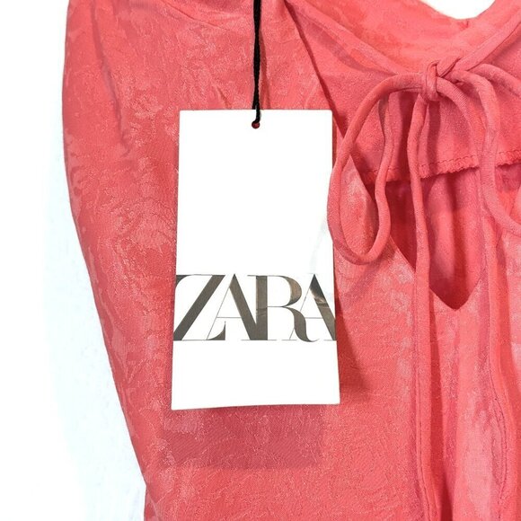 Zara Chemise Mini Slip Dress Coral Pink Small - Picture 10 of 14